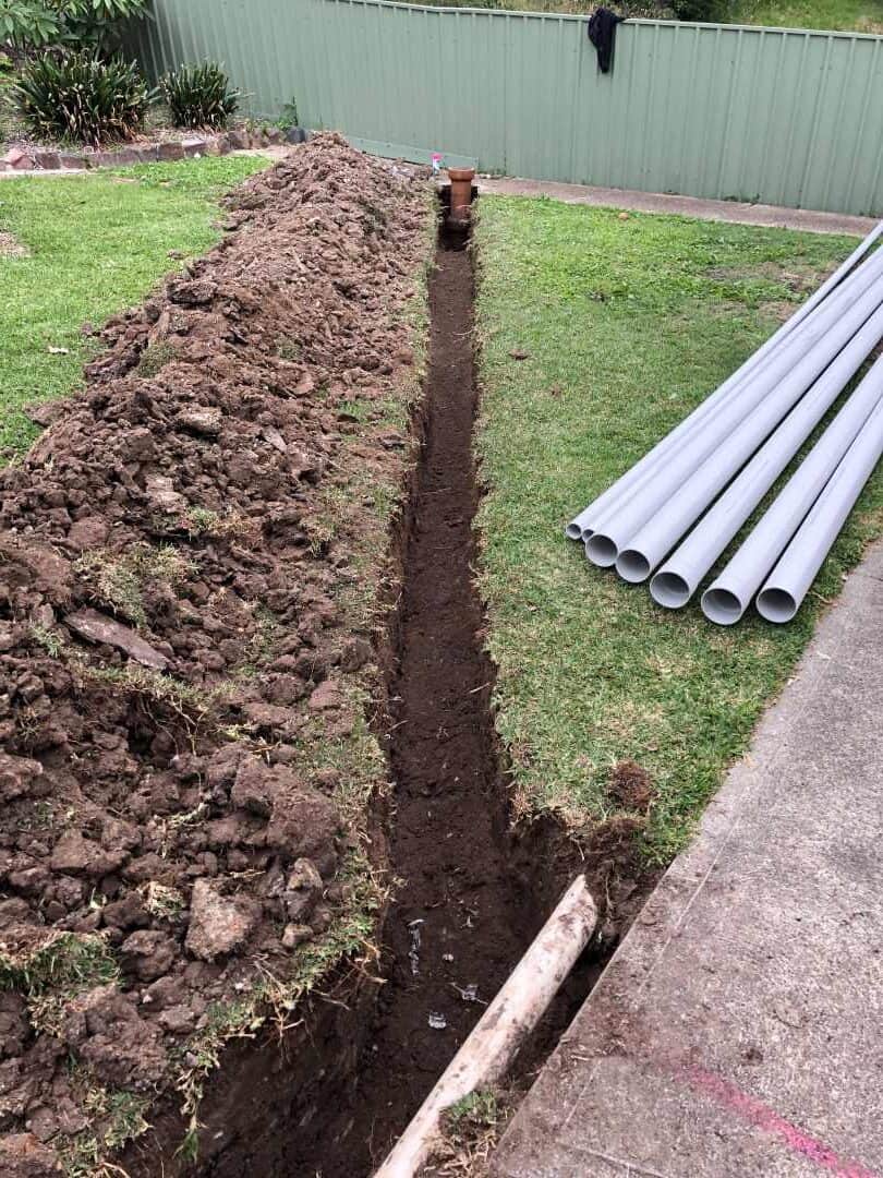a trench in the grass